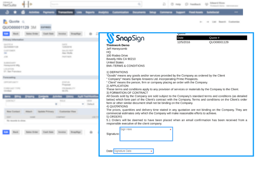 SnapSign for NetSuite Embedded Field Tags